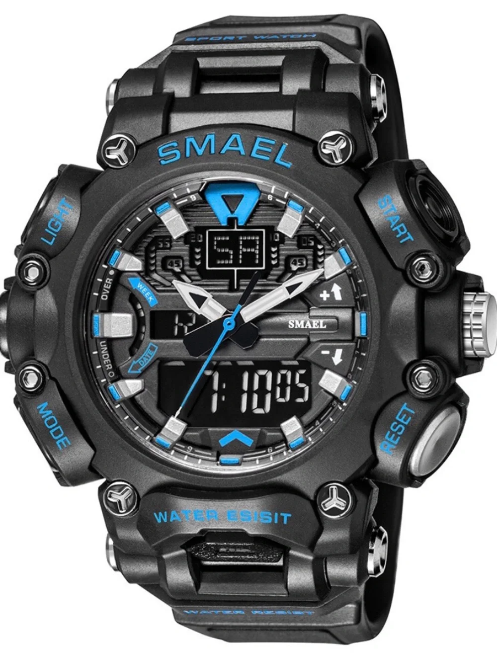 SMAEL Waterproof 5 ATM Sport Watch - Black & Blue